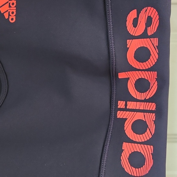 Adidas, Women's, Sz M,Sports Bra, Navy w Logo on R Chest &across Front Chest - Picture 2 of 8